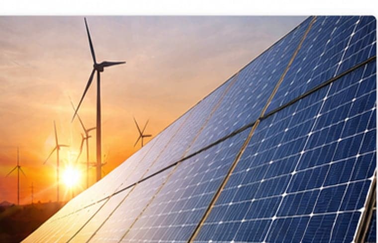 Solar panels and wind turbines